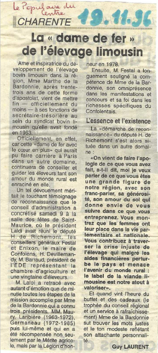 Le Populaire du Centre - Dame de fer de l'élevage limousin
